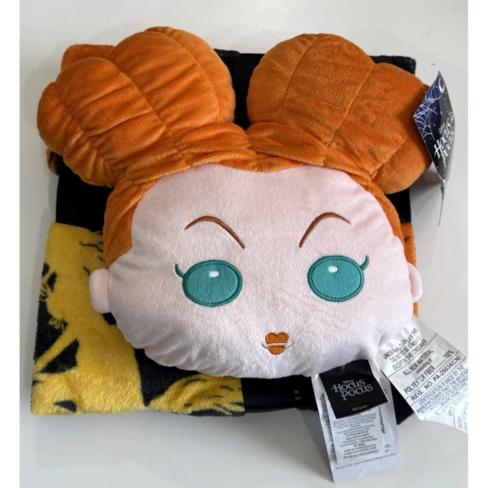 New Disney Hocus Pocus Winifred Sanderson Sister Pillow & Blanket Set Halloween